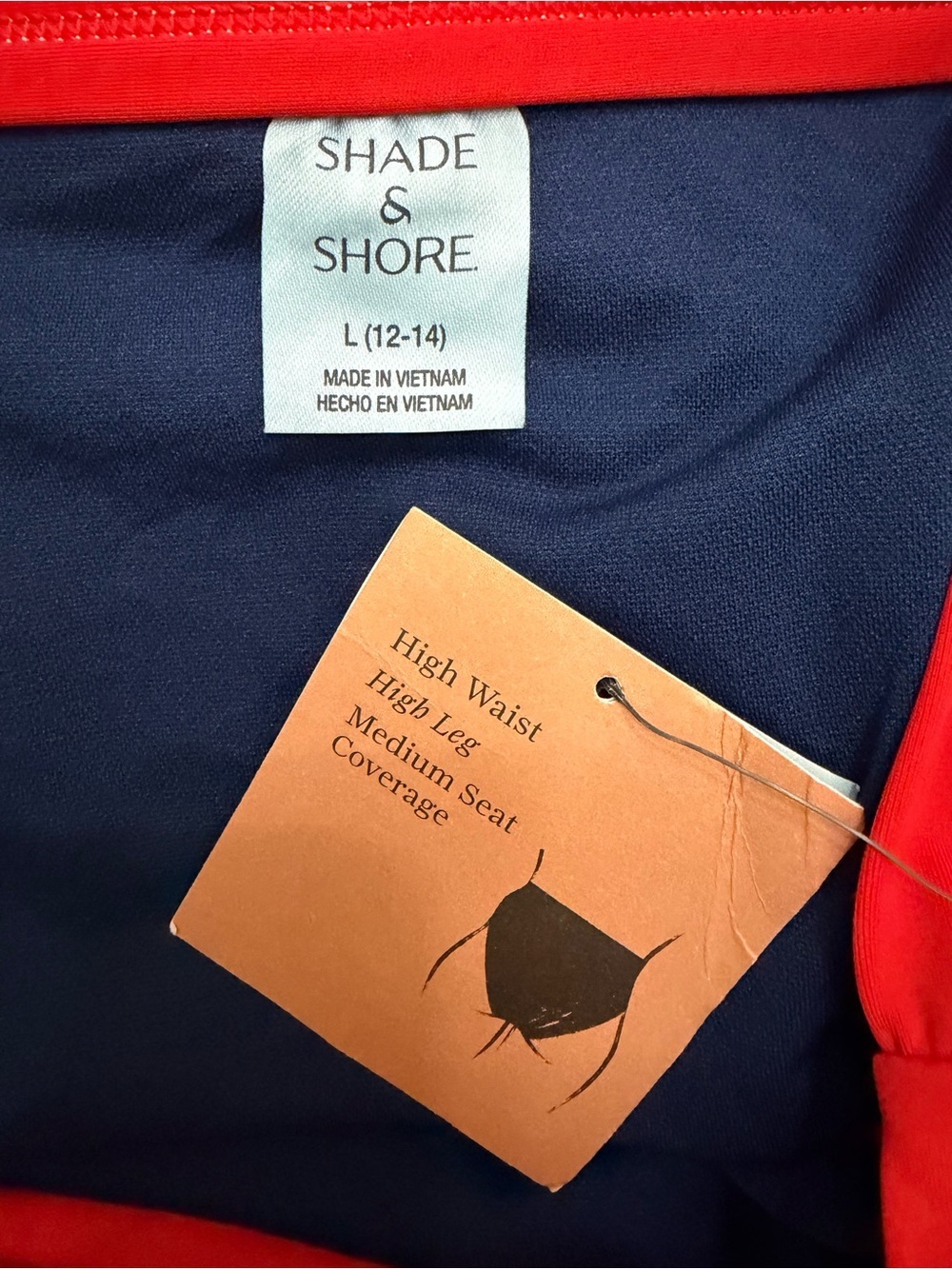 Shade & Shore Red Navy White Bikini Set Size 36D / L NWT - Picture 3 of 4